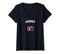 Mujer Kismet Fire Island Nueva York Long Island Carro Rojo Familia mamá Camiseta Cuello V