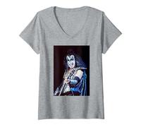 Mujer Kiss Gene Simmons Live Monsters of Rock Alive Tour Mundial Camiseta Cuello V