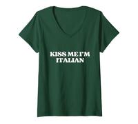 Mujer Kiss Me I’m Italian Y2K Aesthetic St Patricks Day Green Camiseta Cuello V