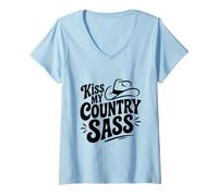 Mujer Kiss My Country SASS Southern Pride Camiseta Cuello V