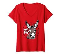 Mujer Kiss MY Donkey Burro Culo Divertido Animal Juego de Palabras Broma Camiseta Cuello V
