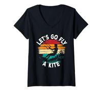 Mujer Kitesurf Kiteboarding Let's Go Fly A Kite Camiseta Cuello V