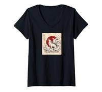 Mujer Kitsune Kaiju Spirit Fox de Nueve Colas Despierta Camiseta Cuello V