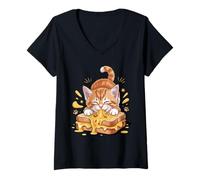 Mujer Kitten Grilled Cheese Destroyer Cat Comfort Food Camiseta Cuello V