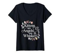 Mujer Kittens Are Angels with Whiskers Mascota Gato Esponjoso - Camiseta Cuello V