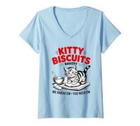 Mujer Kitty Biscuits Bakery We Knead Em You Need Em Cat Camiseta Cuello V