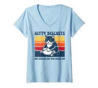 Mujer Kitty Biscuits We Knead You Need Em Retro Cat Mujeres Hombres Niños Camiseta Cuello V