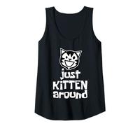 Mujer Kitty Cat Just Kitten Around Cute Girls Gráfico Camiseta sin Mangas