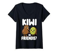 Mujer Kiwi Be Friends Cute Kiwi Amistad Bird Fruit Camiseta Cuello V