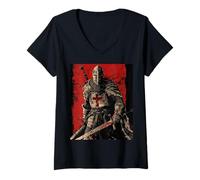 Mujer Knight Christian Templario Guerrero de Dios Crusader Gift Camiseta Cuello V