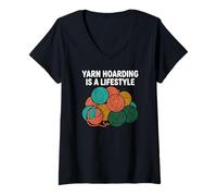 Mujer Knitter Crochet Yarn Hoarding Is A Lifestyle Camiseta Cuello V