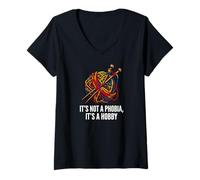 Mujer Knitter Yarn Crafter Not A Phobia It's A Hobby Camiseta Cuello V