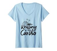 Mujer Knitting Is My Cardio Knit Knitter Hobby Camiseta Cuello V