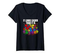Mujer Knitting Yarn It Looks Easier Than It Is Crochet Camiseta Cuello V
