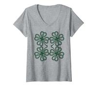 Mujer Knot Clover Knotwork Viking Norse St Patrick's Camiseta Cuello V