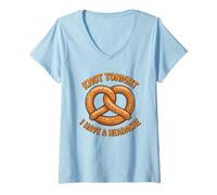 Mujer Knot Tonight I Have A Headache Comida Divertida Pretzel Sarcástico Camiseta Cuello V