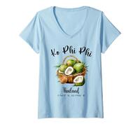 Mujer Ko Phi Phi Coconut Tailandia Tropical Koh Island Vacaciones Camiseta Cuello V