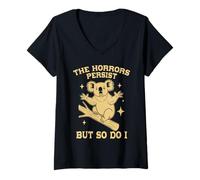 Mujer Koala Gracioso Humor Negro The Horrors Persist Camiseta Cuello V