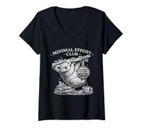 Mujer Koala Minimal Effort Club, Divertido Animal Perezoso Camiseta Cuello V