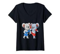 Mujer Koala Muay Thai Kickboxing y Boxeo Tailandés Camiseta Cuello V