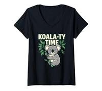 Mujer Koala-Ty Time Quotes Cita Lazy Koala Lover Animal Cute Cart Camiseta Cuello V