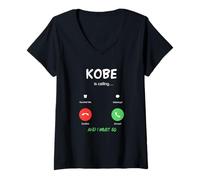 Mujer Kobe está Llamando y Debo IR a Japón Viajando Camiseta Cuello V