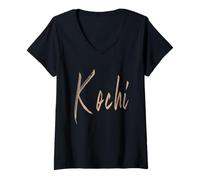Mujer Kochi Japón Diseño Elegante Vintage Camiseta Cuello V