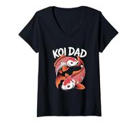 Mujer Koi Fish for Dad Men Japan Koi Carp Fishes Diseño Camiseta Cuello V