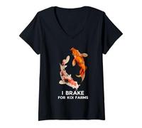 Mujer Koi Fish I Brake For Koi Farms tee Camiseta Cuello V