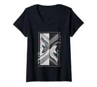 Mujer Koi Fish Yin-Yang Japonés Ukiyo-e Estilo Vintage Tradicional Camiseta Cuello V
