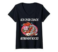 Mujer Koi por el Caos Jubilación Rocas Retiro Jubilado Koi Lover Camiseta Cuello V