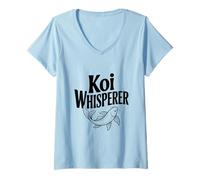 Mujer Koi Whisperer Zen Fish Art para Amantes de la Naturaleza Camiseta Cuello V
