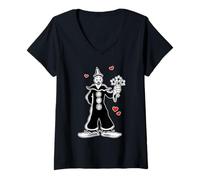 Mujer Koko el Payaso Amor x Flores x Corazones Camiseta Cuello V
