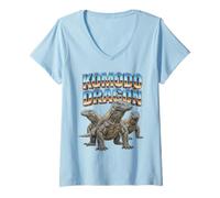 Mujer Komodo Dragon Vintage, años 70, 90, Retro, Komodo Dragon Camiseta Cuello V