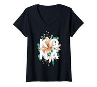 Mujer Kona Diseño Floral Kona Big Island Hawaii Estados Unidos Camiseta Cuello V