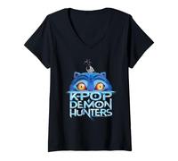 Mujer KPOP Demon Hunters Derpy Tiger Sinking Logo Camiseta Cuello V