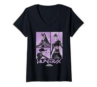 Mujer KPOP Demon Hunters Huntrix Grid Oficialmente Autorizado Camiseta Cuello V