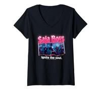 Mujer KPOP Demon Hunters Saja Boys Burning Photo Camiseta Cuello V