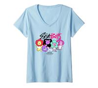 Mujer KPOP Demon Hunters Saja Boys Lion Mascots Camiseta Cuello V