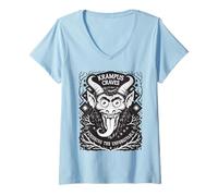 Mujer Krampus anhela castigar a lo imperdonable Camiseta Cuello V