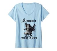 Mujer Krampus Evil Santa Claus - Krampus del Sur de Alemania Camiseta Cuello V