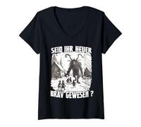 Mujer Krampus Perchtenlauf Disfraz de Krampus Papá Noel Malo Camiseta Cuello V
