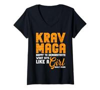 Mujer Krav Maga golpea como una Chica Diseño Camiseta Cuello V