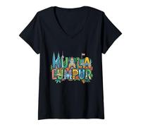 Mujer Kuala Lumpur City Name Travel Souvenir - Regalo turístico Camiseta Cuello V
