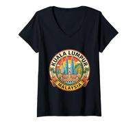 Mujer Kuala Lumpur Malasia Round Travel Souvenir Turista Regalo Camiseta Cuello V