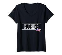 Mujer Kuching Malasia País Viaje Familiar Viajes Ciudad Hombres Mujeres Camiseta Cuello V
