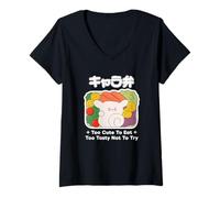 Mujer Kyaraben Art Character Bento Box Comida Japonesa Kawaii Camiseta Cuello V
