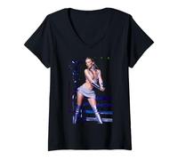 Mujer Kylie Minogue Live KylieFever 2002 Tour En Cardiff Camiseta Cuello V