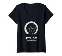 Mujer Kyudo Archery Zen in Motion Artes marciales japonesas Bushido Camiseta Cuello V