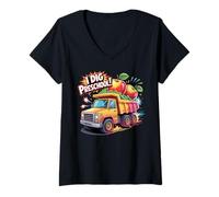 Mujer l Dig Preschool Dump Truck First Day of School Camiseta Cuello V